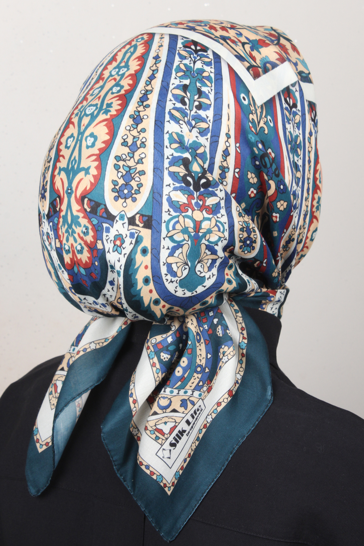 Silk Life Soft Pamuk Eşarp 4127-3 Petrol 