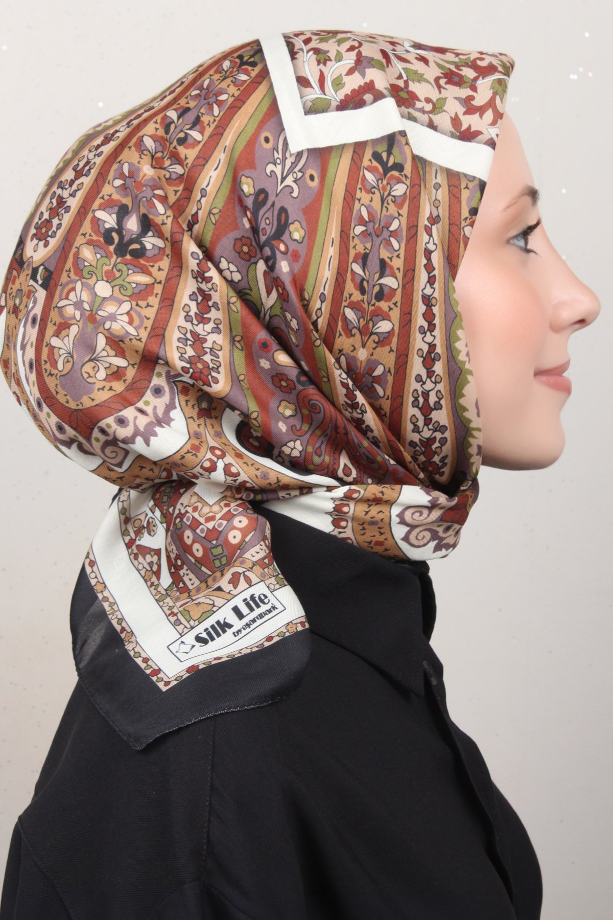 Silk Life Soft Pamuk Eşarp 4127-8 Siyah 