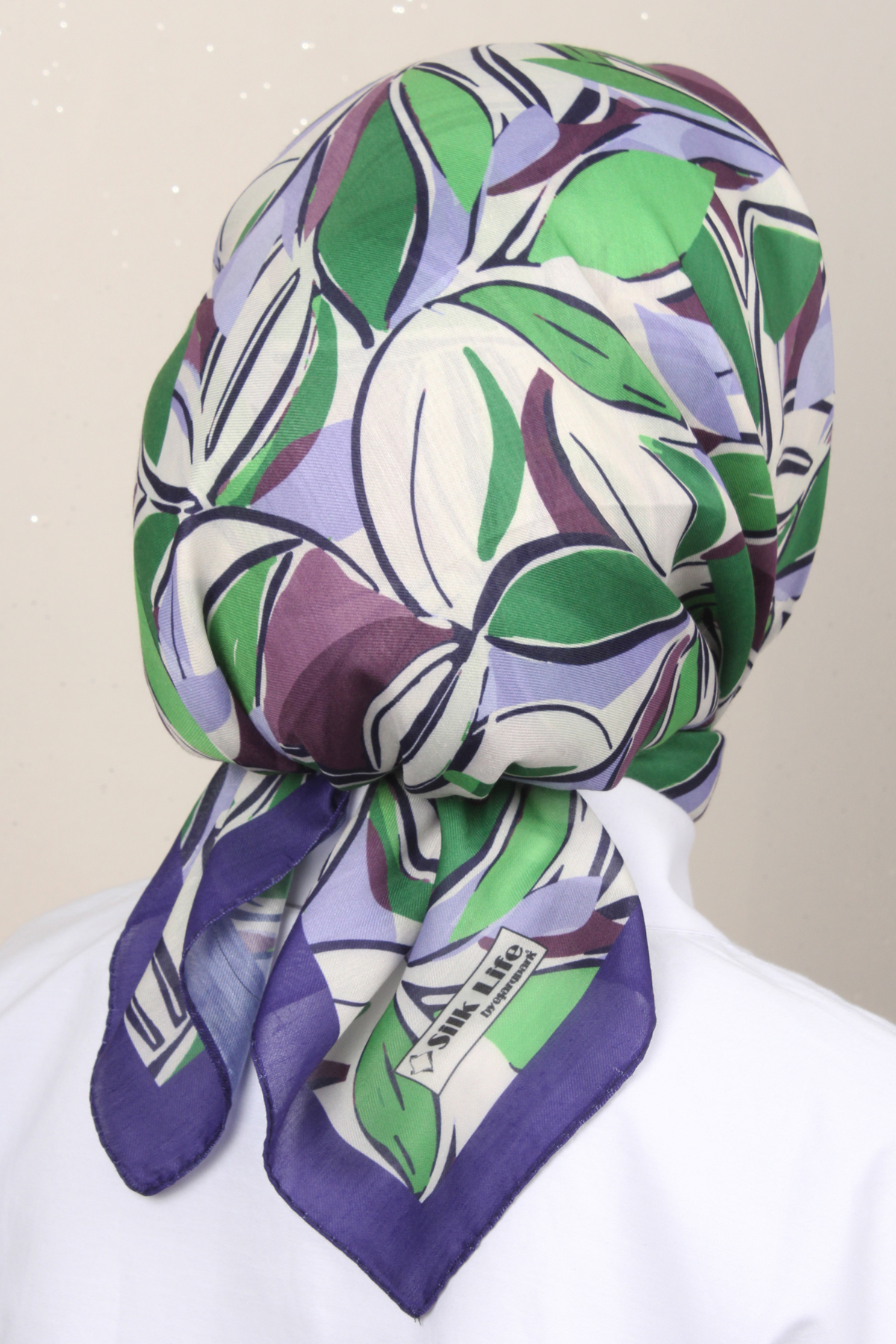 Silk Life Soft Pamuk Eşarp 4128-5 Mor Yeşil 