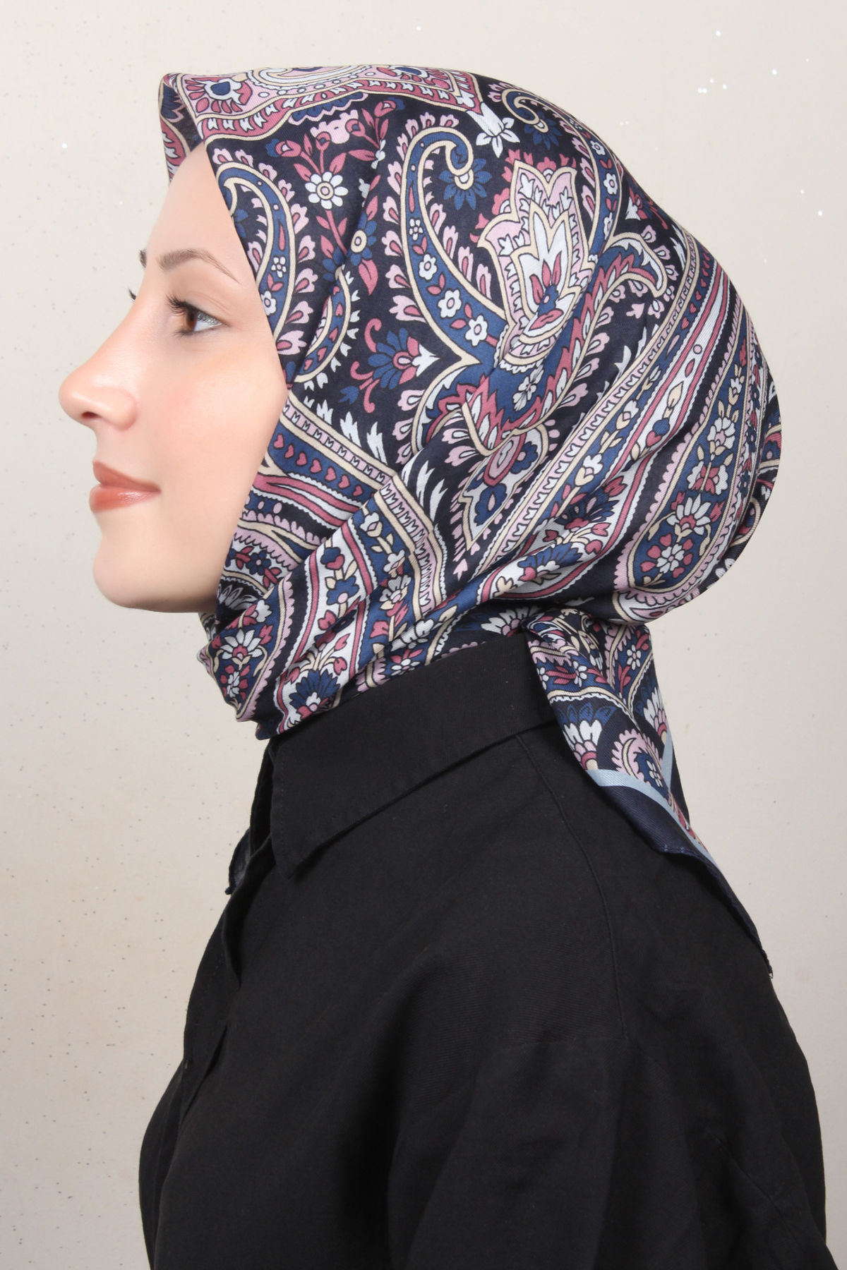 Silk Life Soft Pamuk Eşarp 4130-2 Lacivert