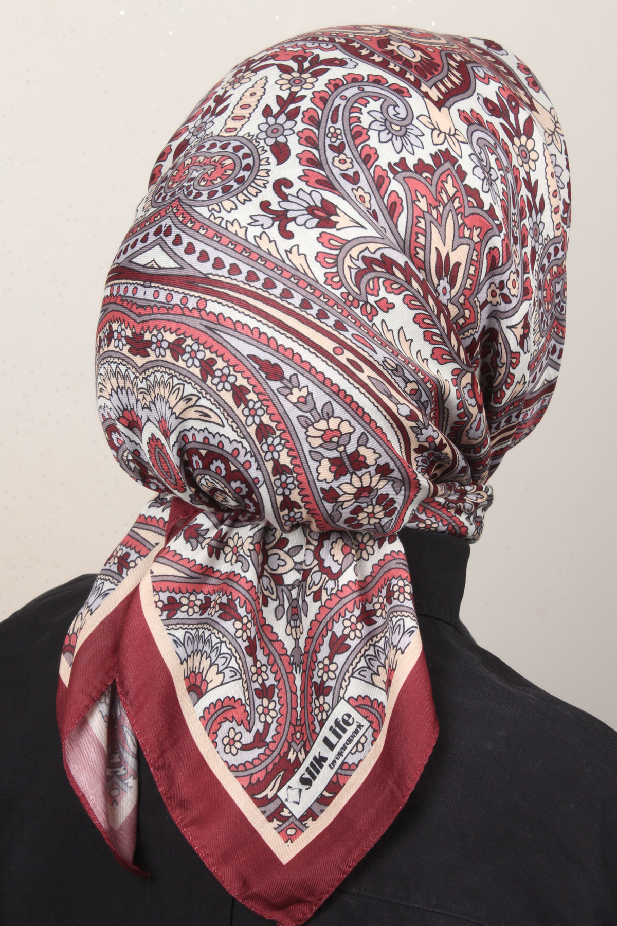 Silk Life Soft Pamuk Eşarp 4130-3 Bordo
