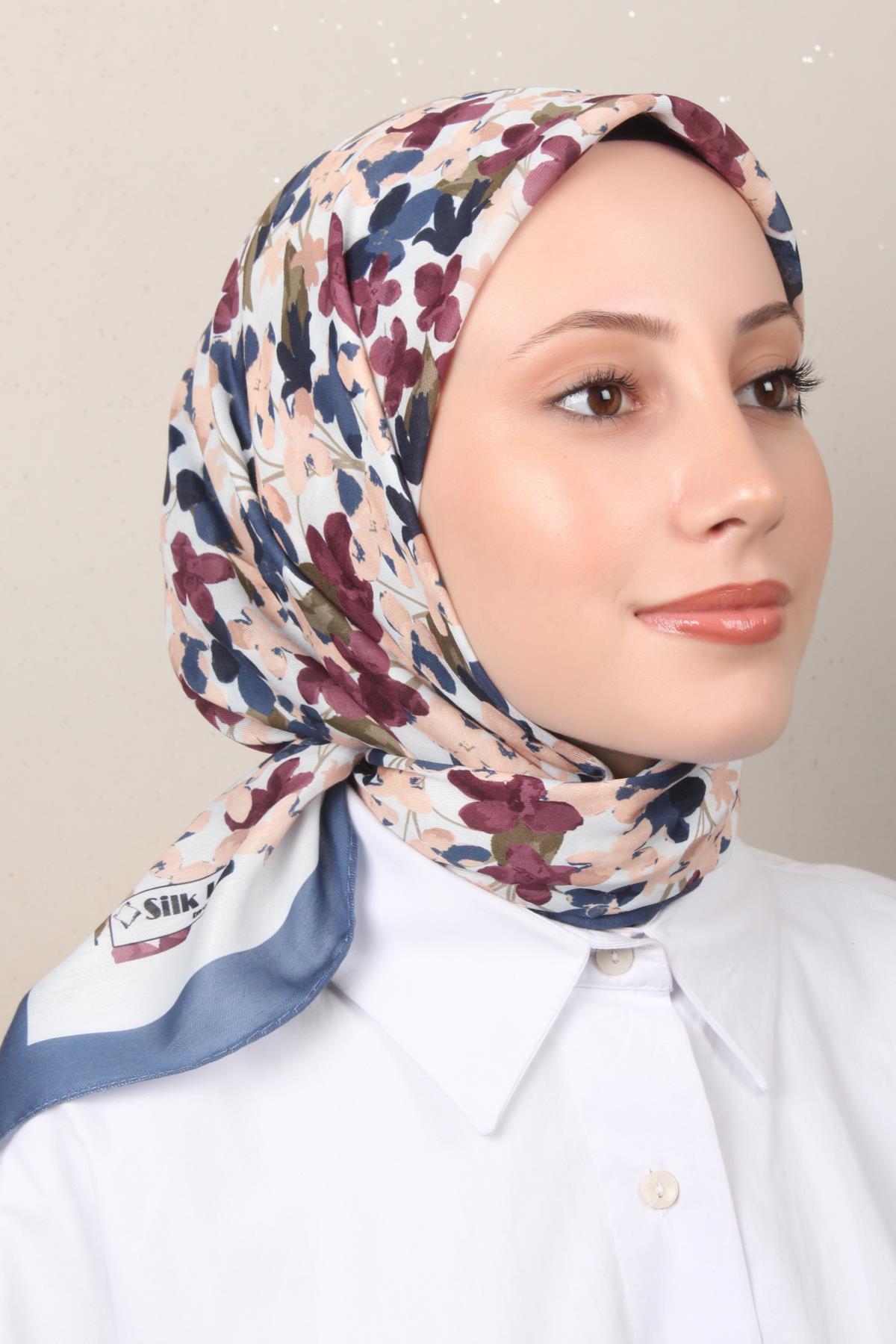 Silk Life Soft Pamuk Eşarp 4131-9 İndigo