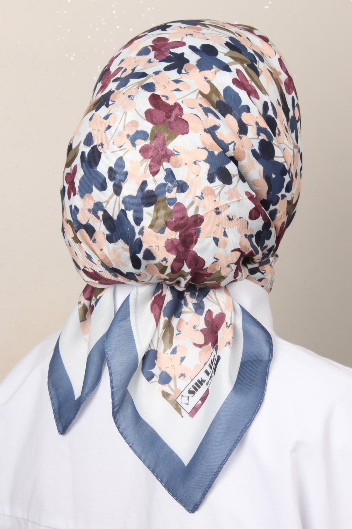 Silk Life Soft Pamuk Eşarp 4131-9 İndigo