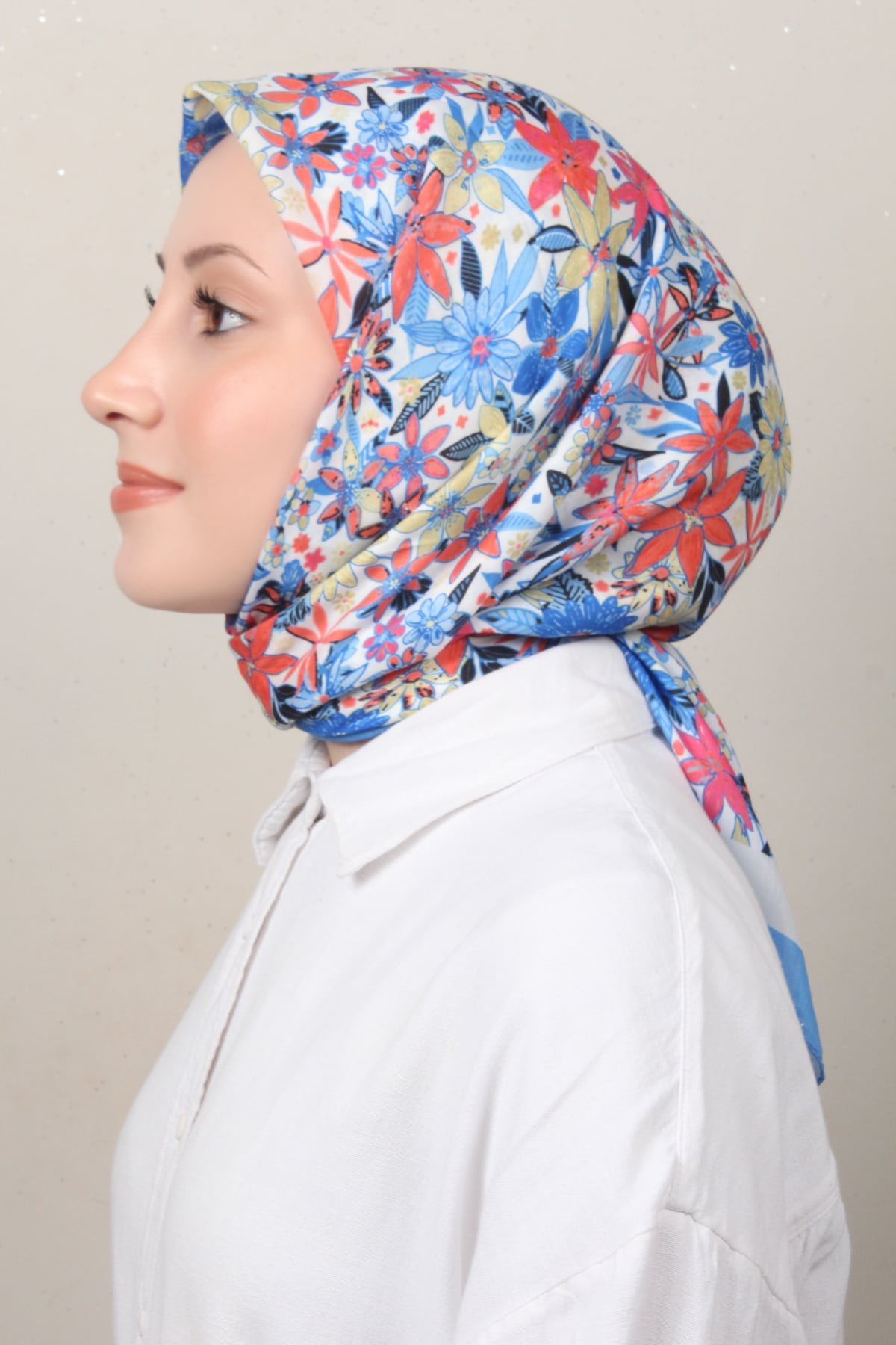 Silk Life Soft Pamuk Eşarp 4133-11 Açık Mavi