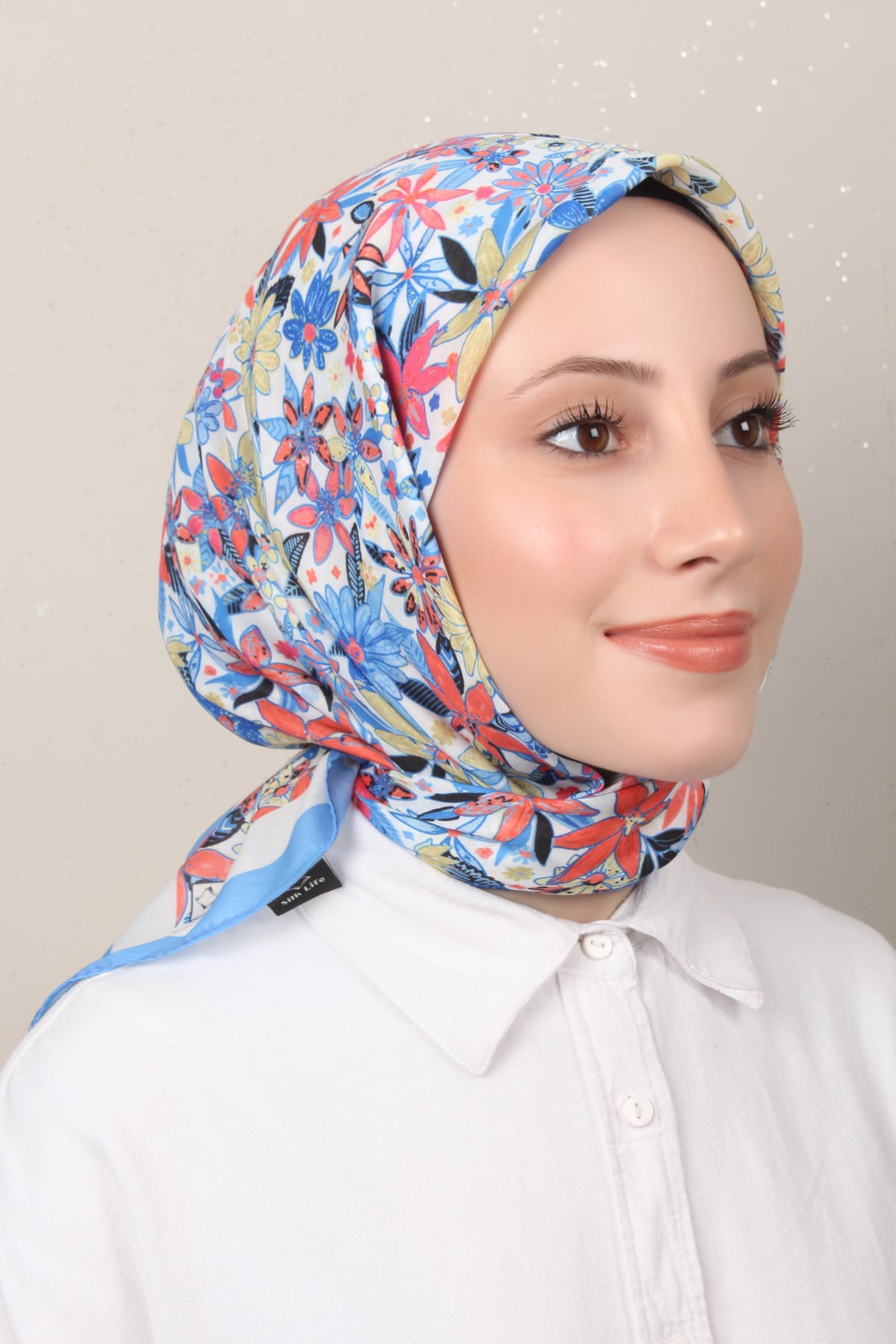 Silk Life Soft Pamuk Eşarp 4133-11 Açık Mavi