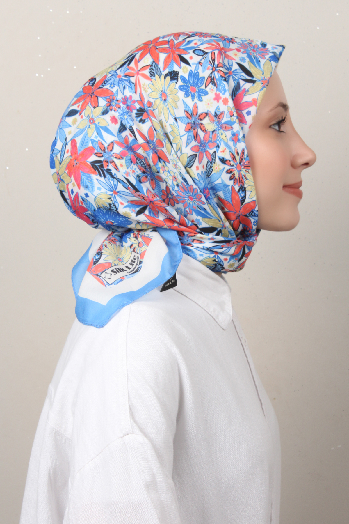 Silk Life Soft Pamuk Eşarp 4133-11 Açık Mavi