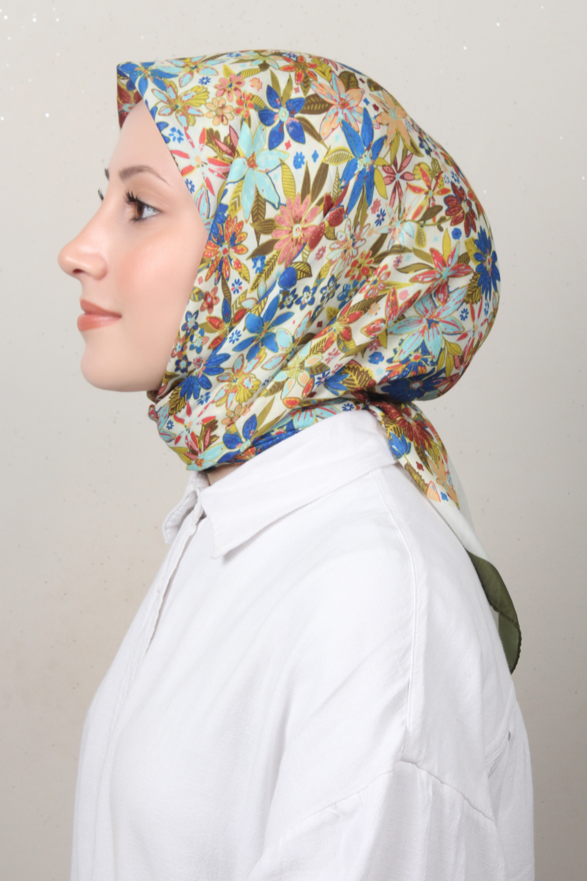 Silk Life Soft Pamuk Eşarp 4133-5 Asker Yeşili 