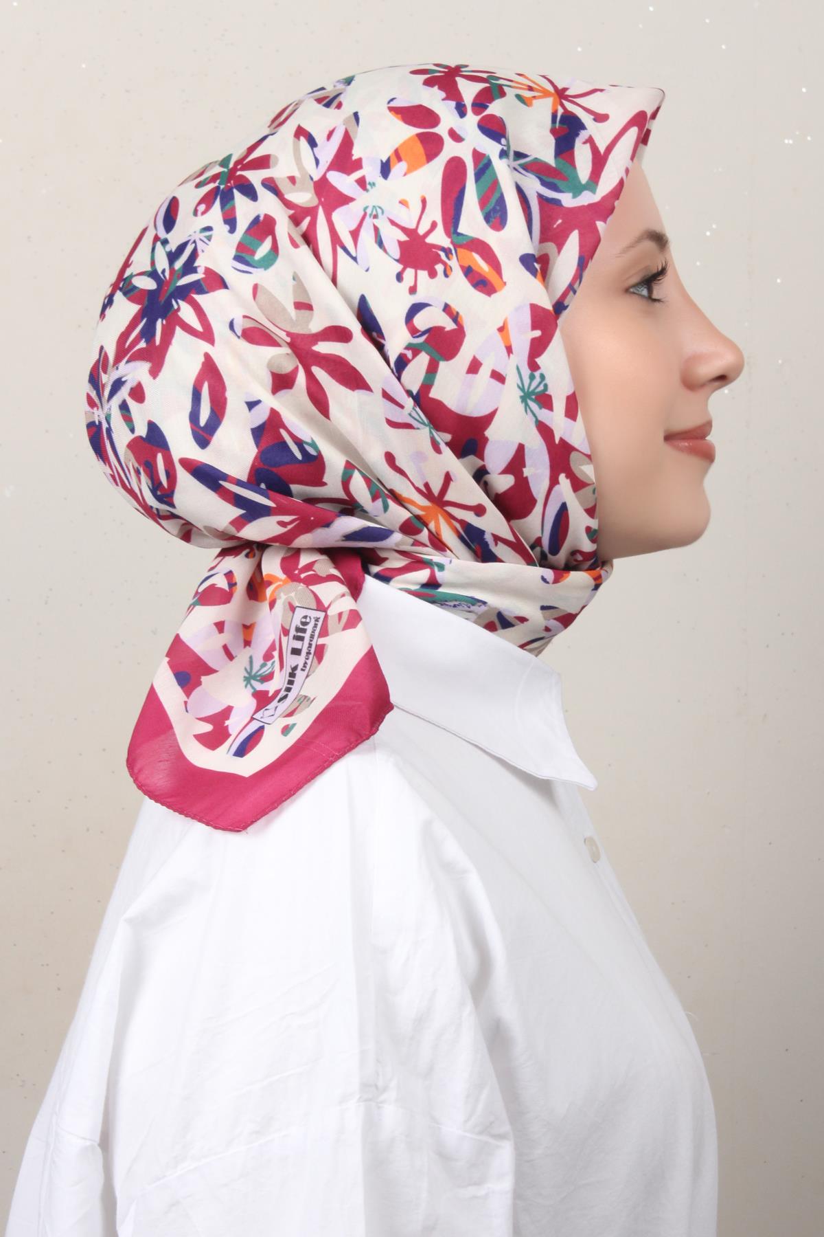 Silk Life Soft Pamuk Eşarp 4134-1 Fuşya 