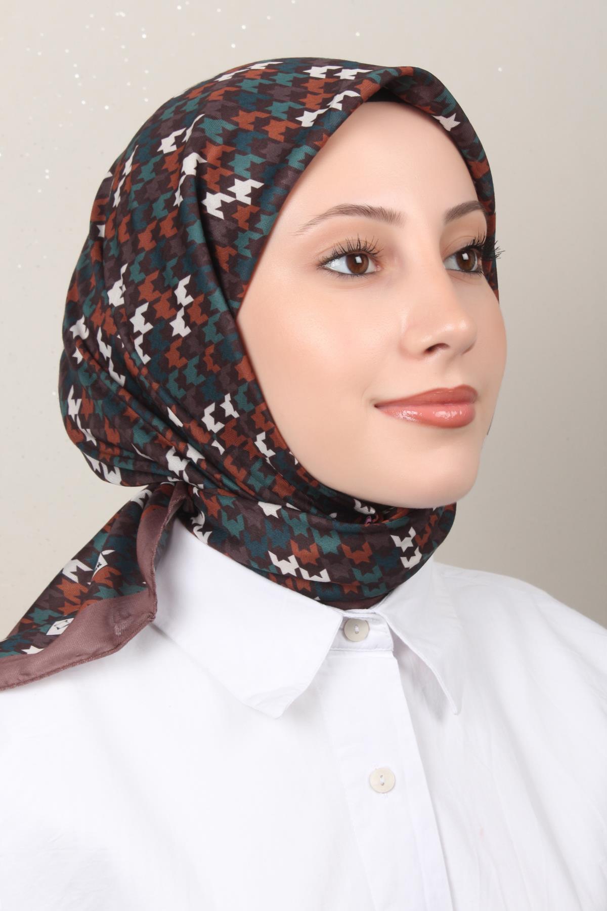 Silk Life Soft Pamuk Eşarp 4140-10 Kahverengi