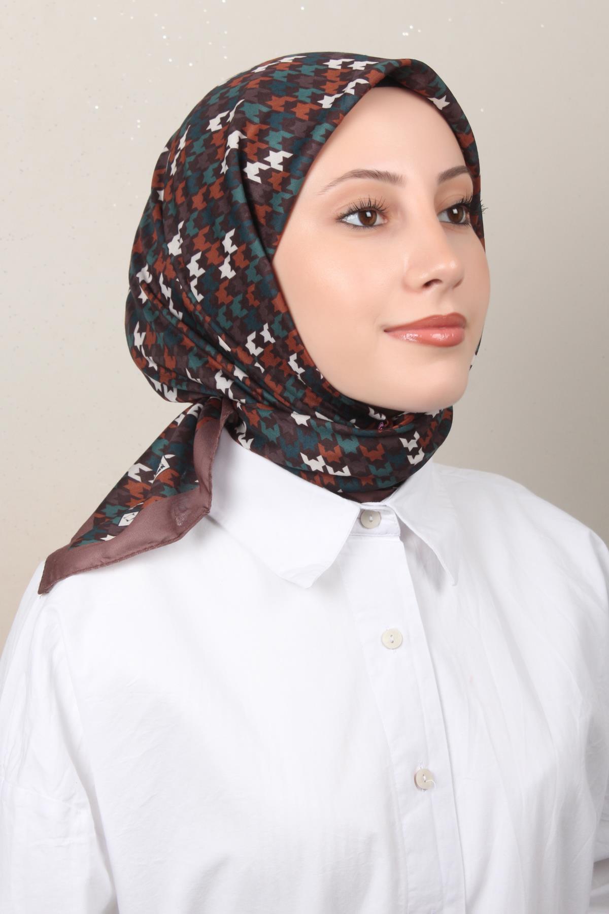 Silk Life Soft Pamuk Eşarp 4140-10 Kahverengi