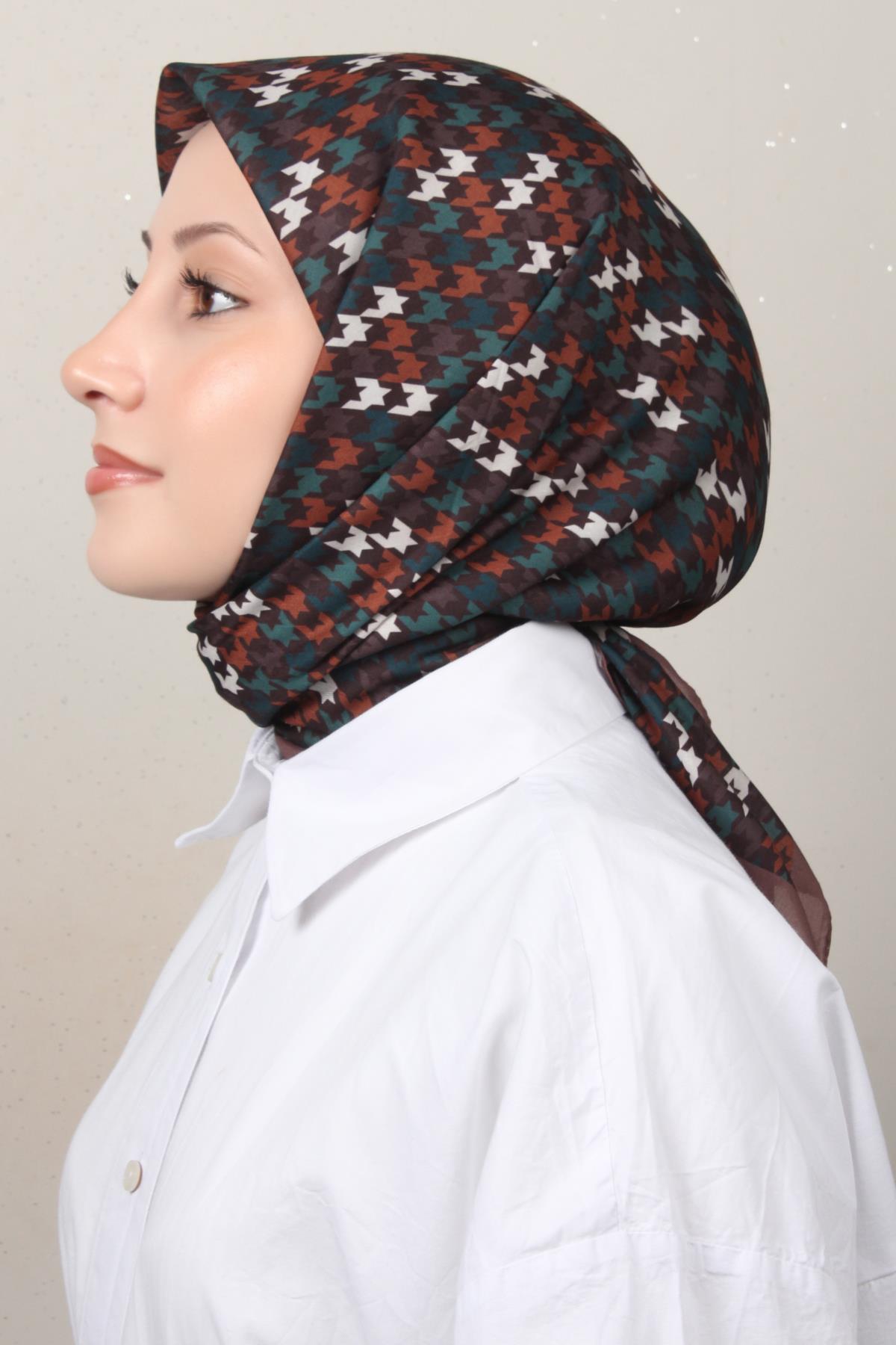 Silk Life Soft Pamuk Eşarp 4140-10 Kahverengi