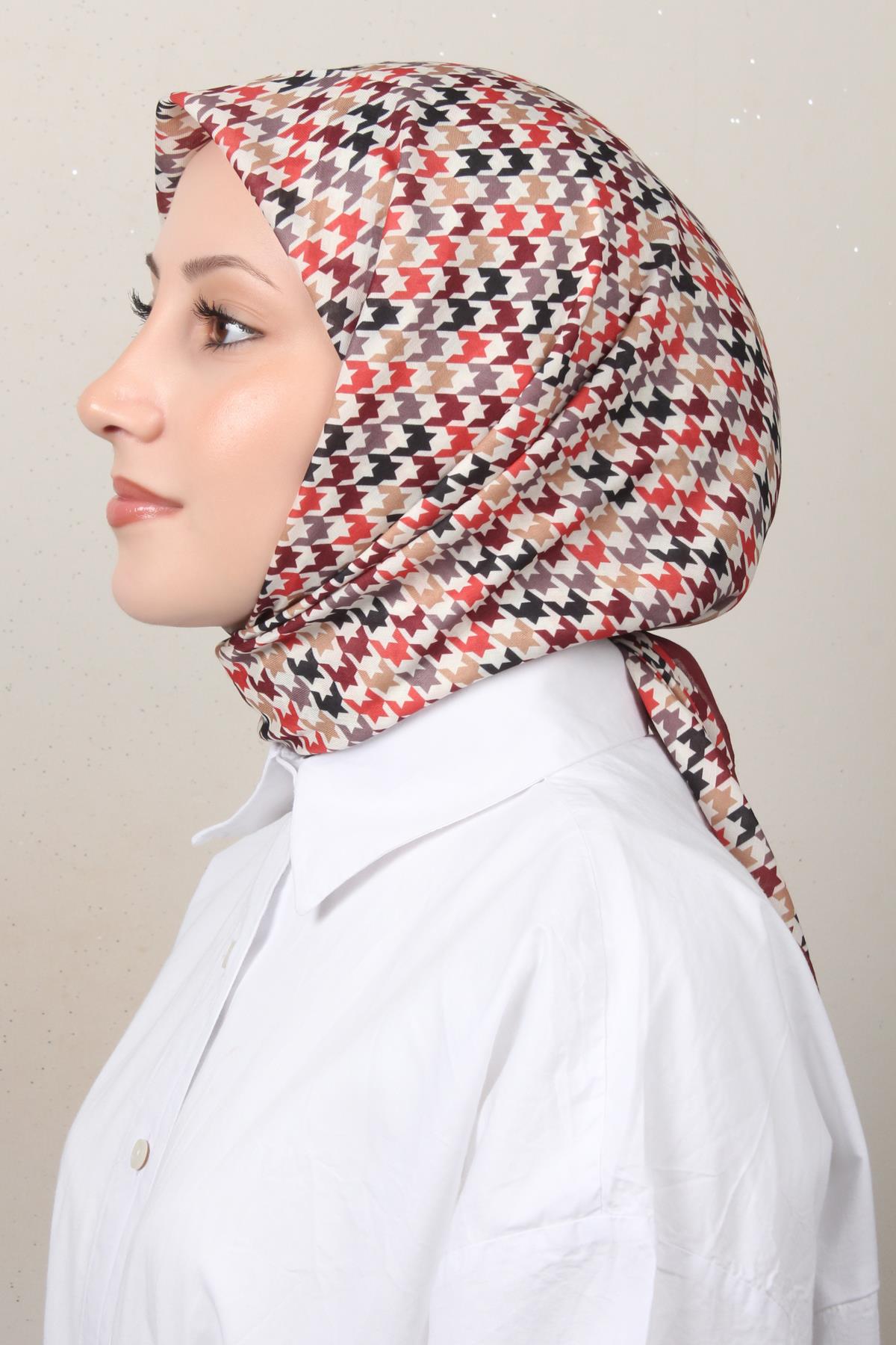 Silk Life Soft Pamuk Eşarp 4140-3 Bordo 