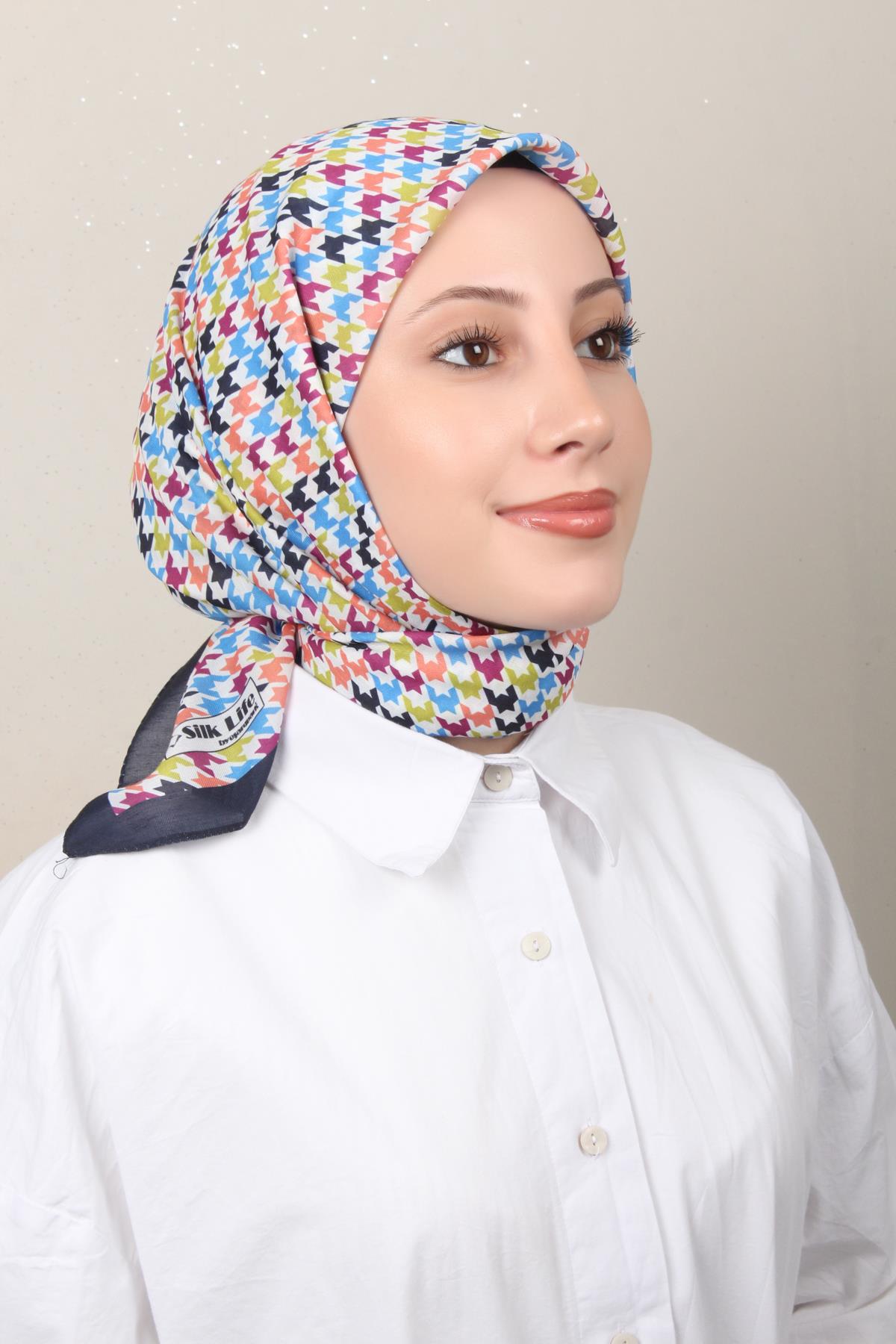 Silk Life Soft Pamuk Eşarp 4140-5 Lacivert 