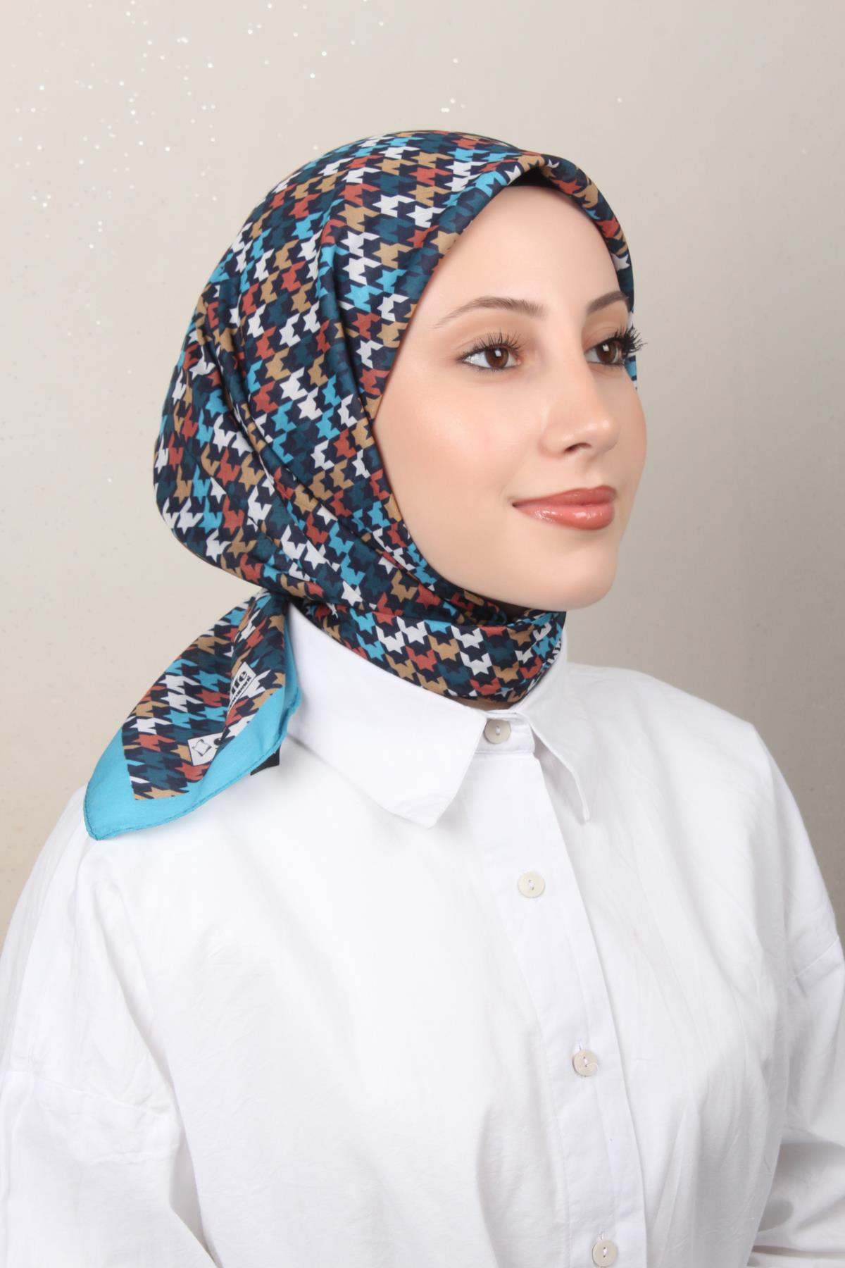 Silk Life Soft Pamuk Eşarp 4140-7 Petrol Mavisi 