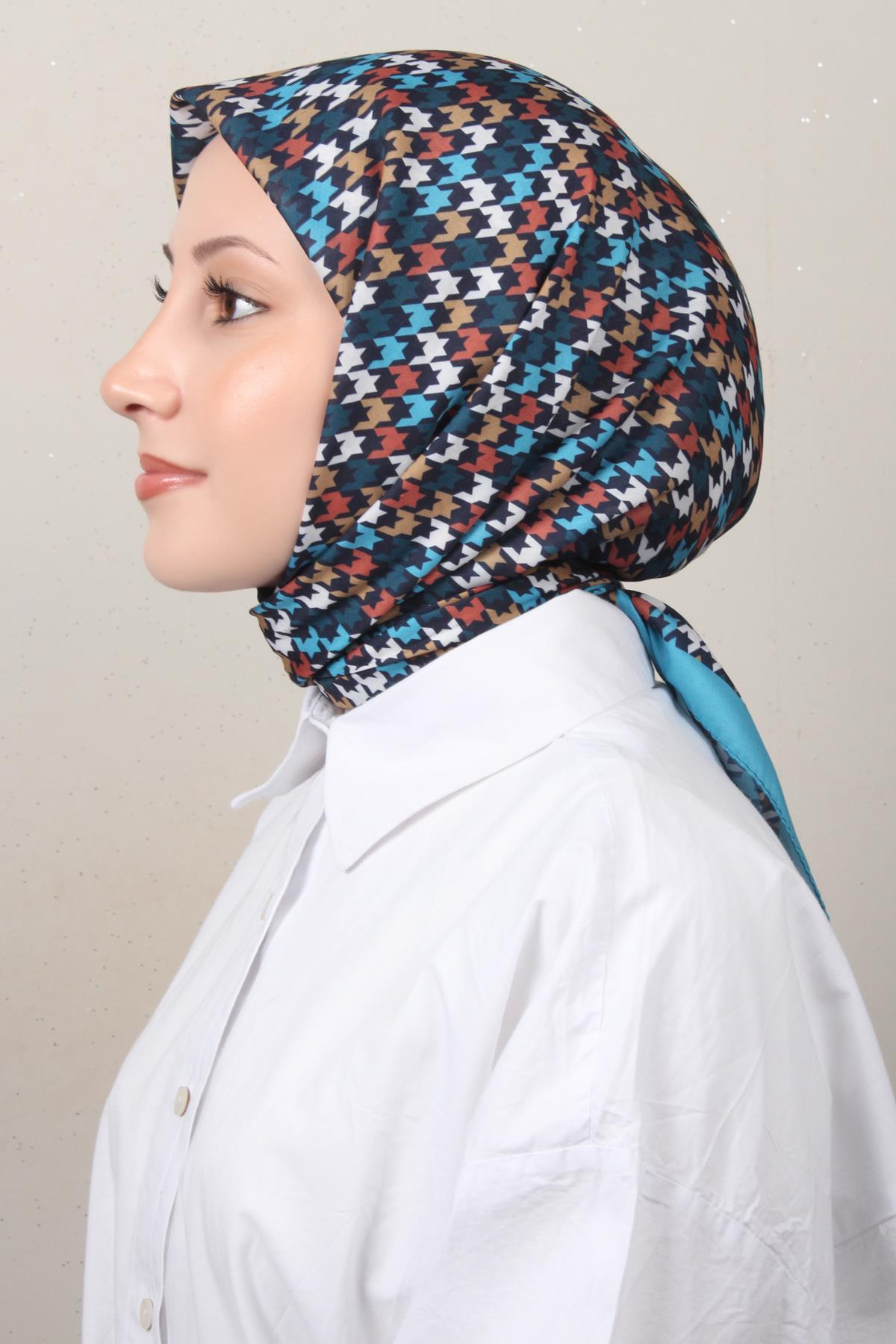 Silk Life Soft Pamuk Eşarp 4140-7 Petrol Mavisi 