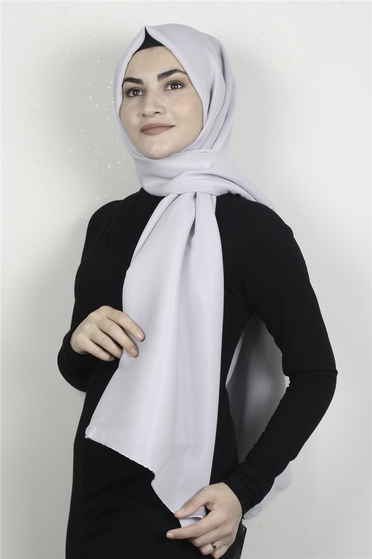 Simli Medine Şal 1365-14 Açık Gri