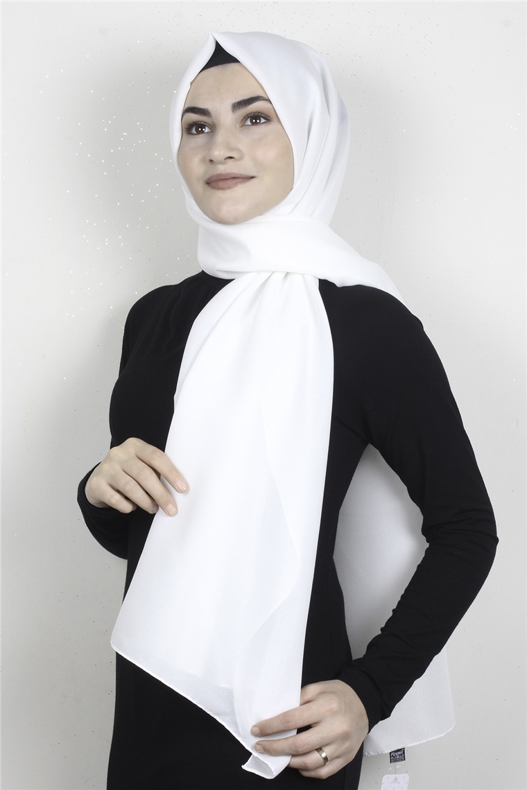 Simli Medine Şal 1365-6 Beyaz