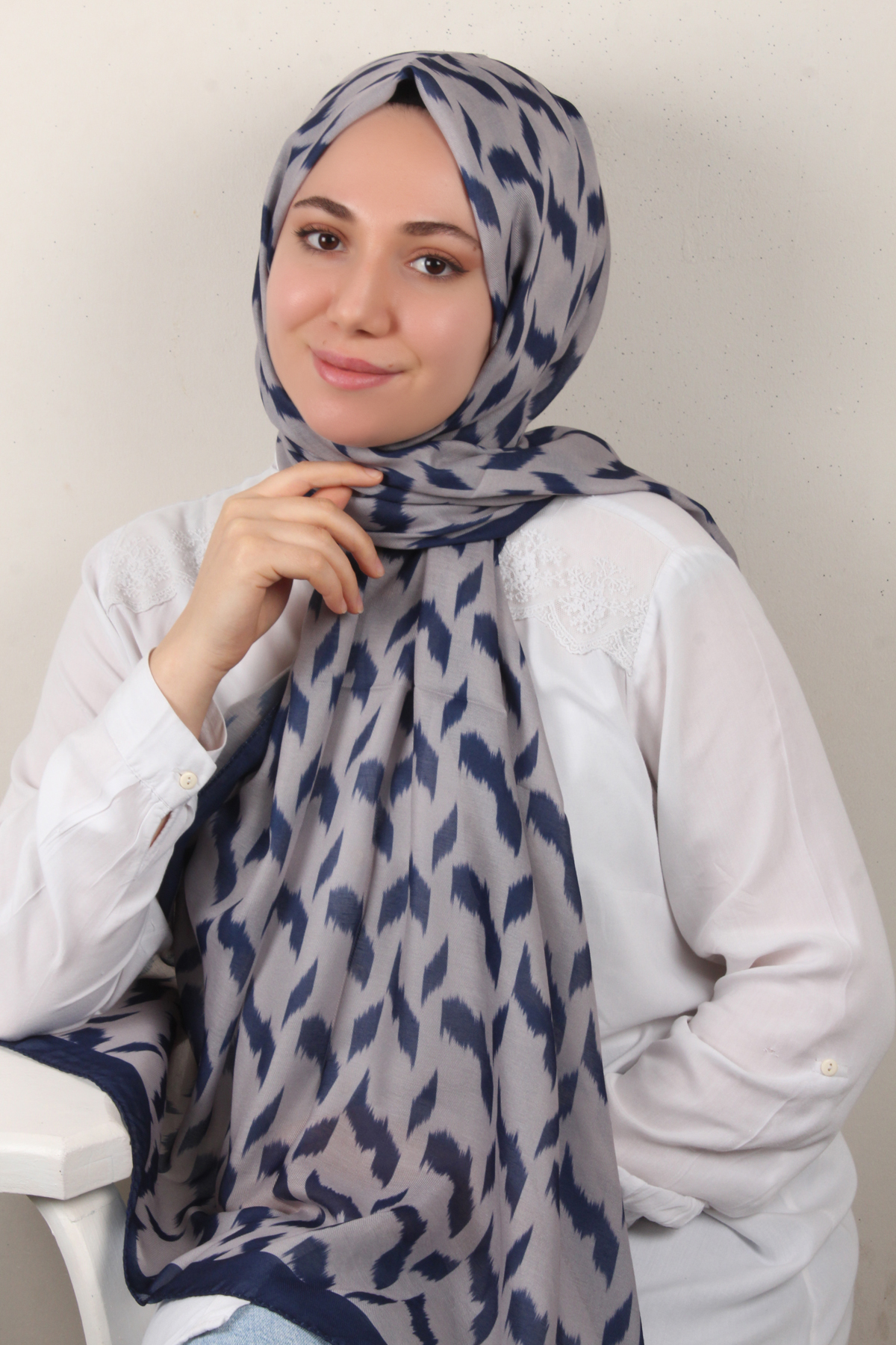 Soft Touch Şal 2776-23 Lacivert-Gri