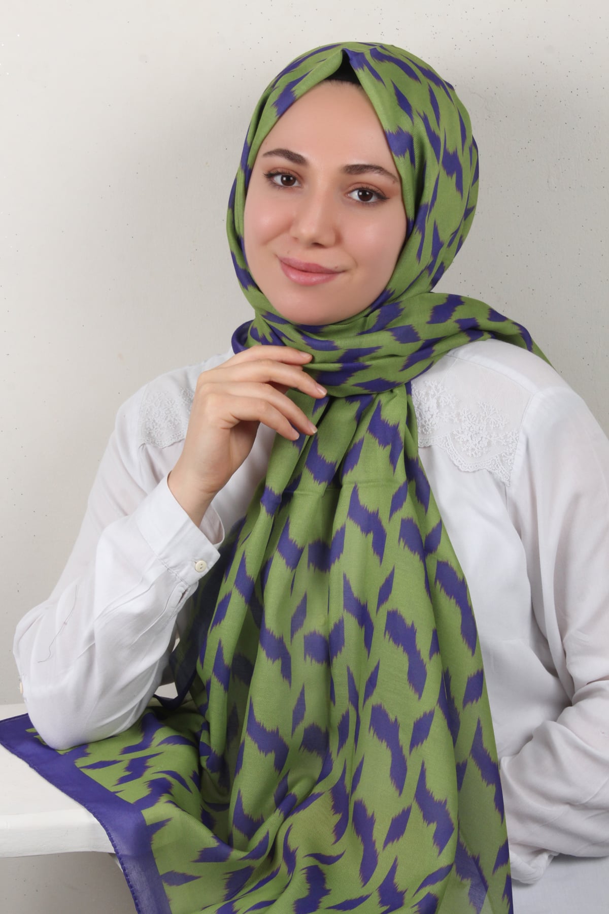 Soft Touch Şal 2776-24 Mor-Yeşil