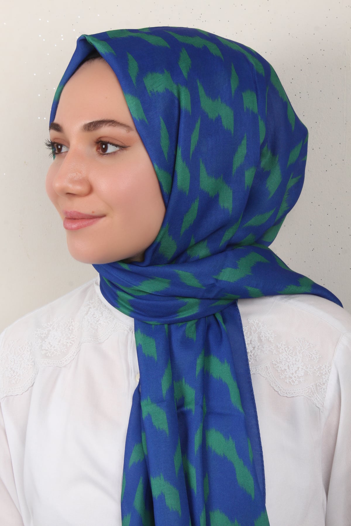 Soft Touch Şal 2776-25 Saks-Yeşil