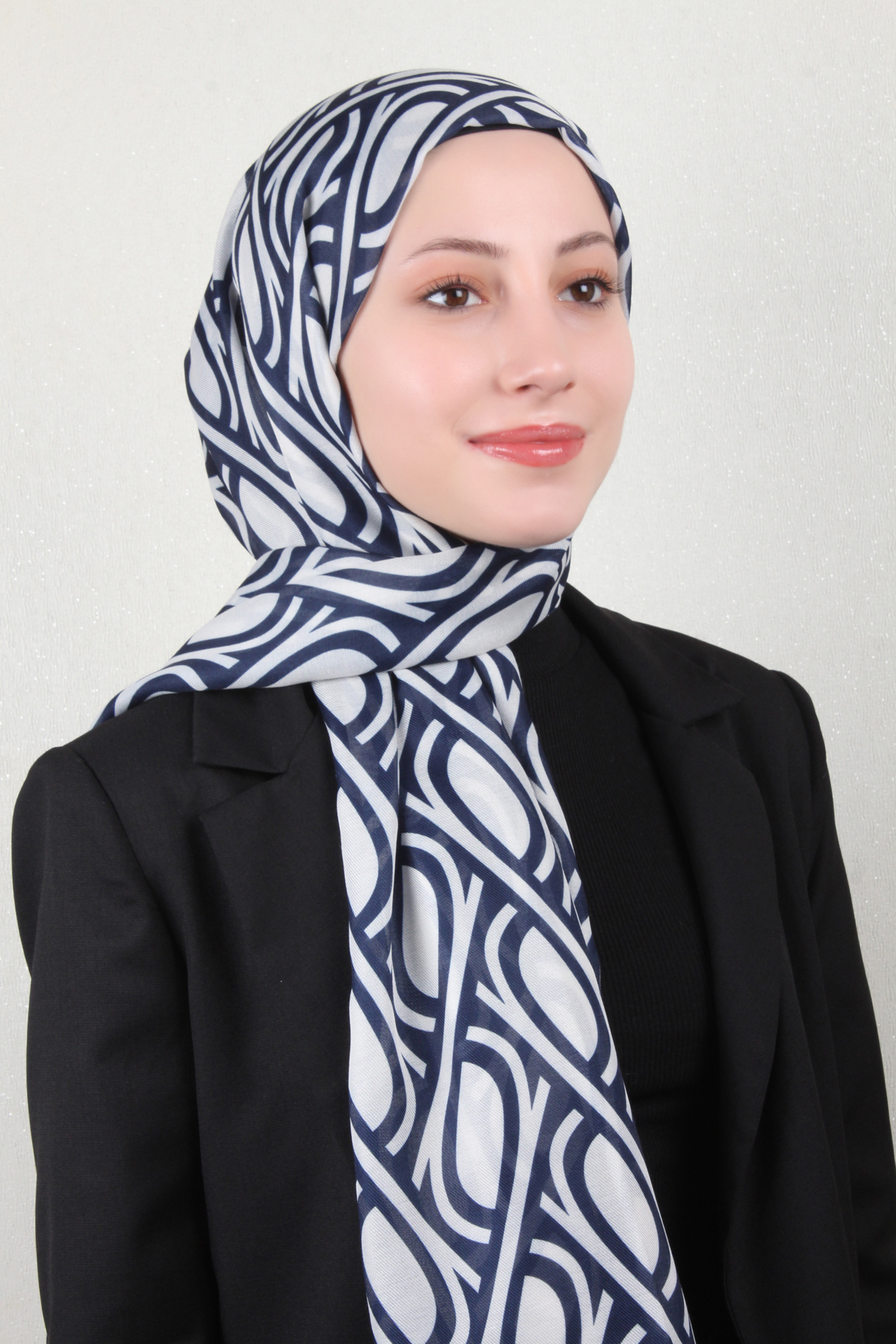 Soft Touch Şal 2778-23 Lacivert-Beyaz