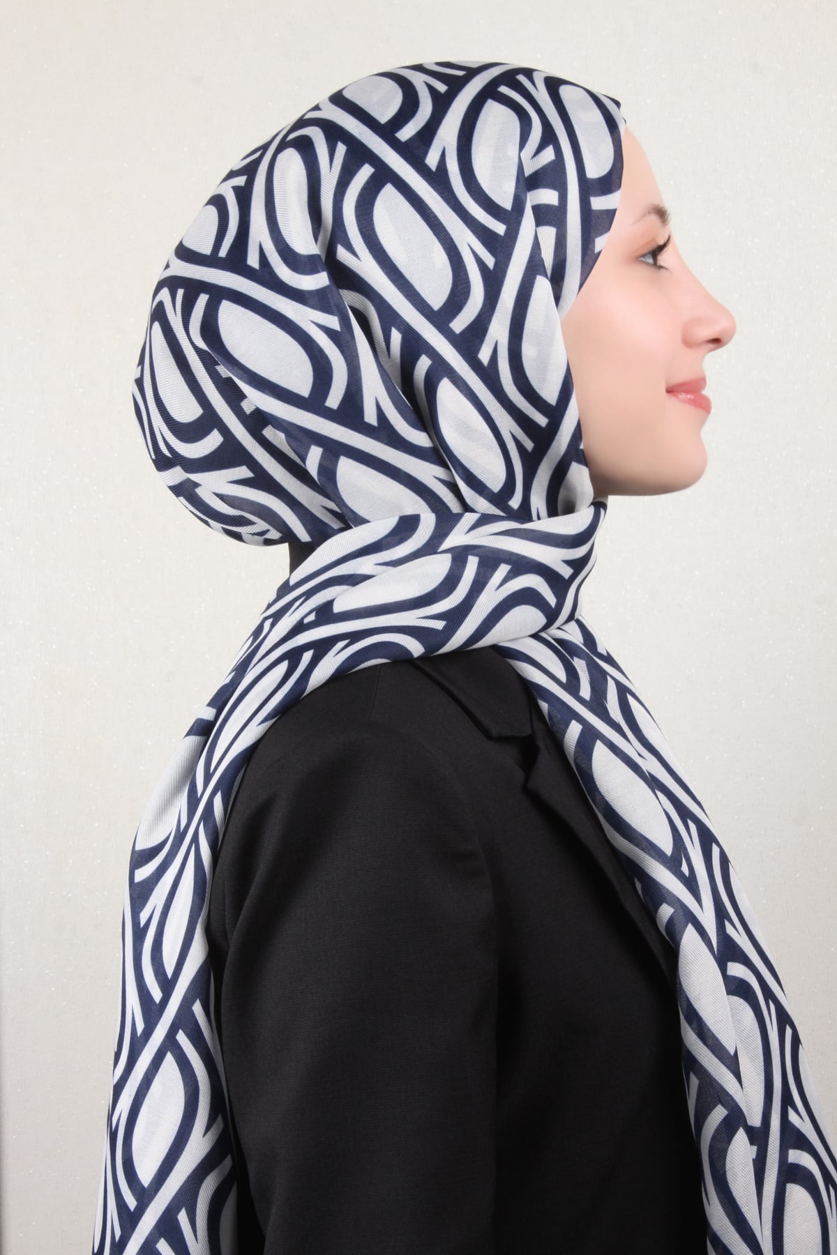 Soft Touch Şal 2778-23 Lacivert-Beyaz