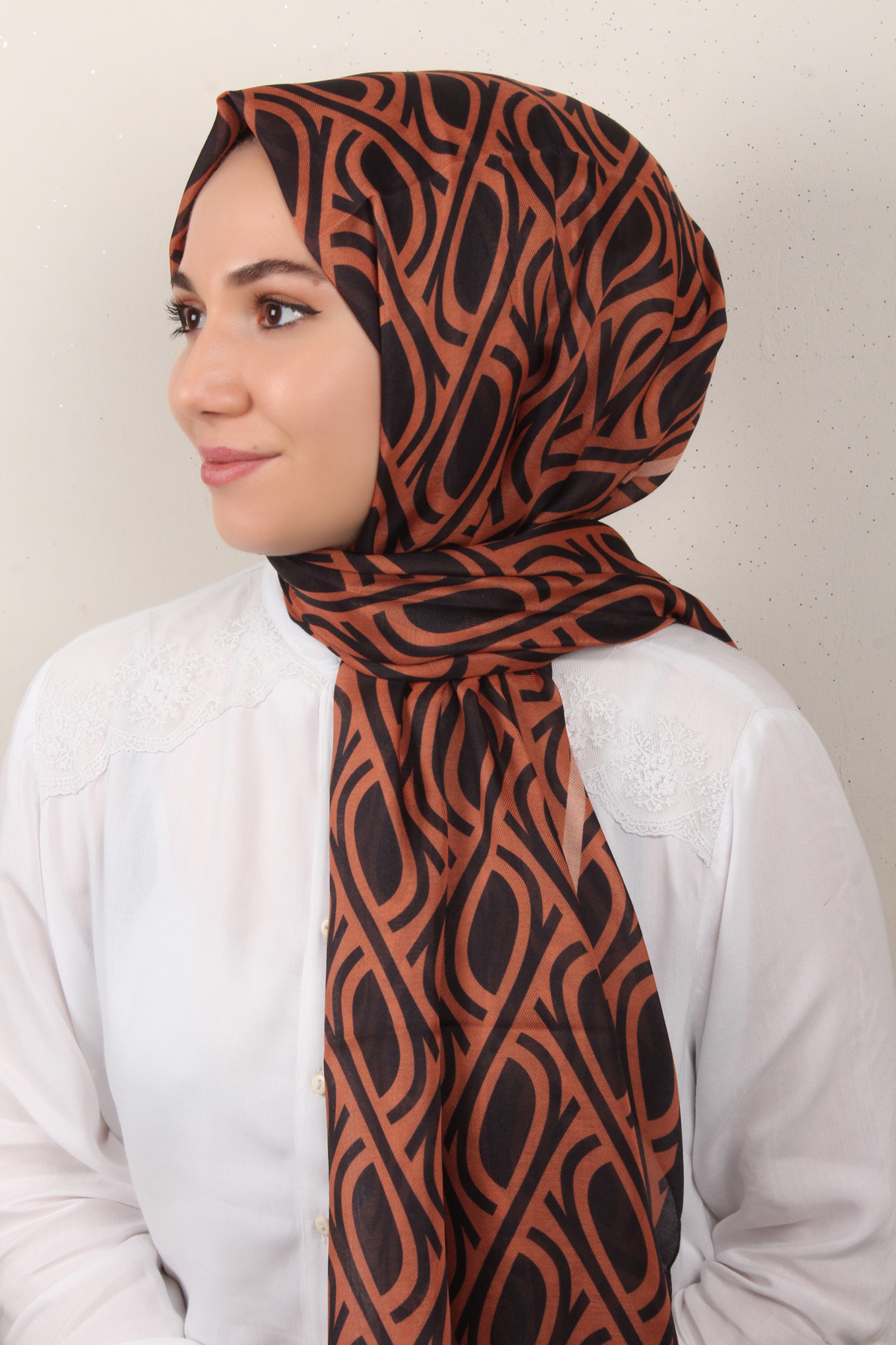 Soft Touch Şal 2778-7 Siyah-Turuncu