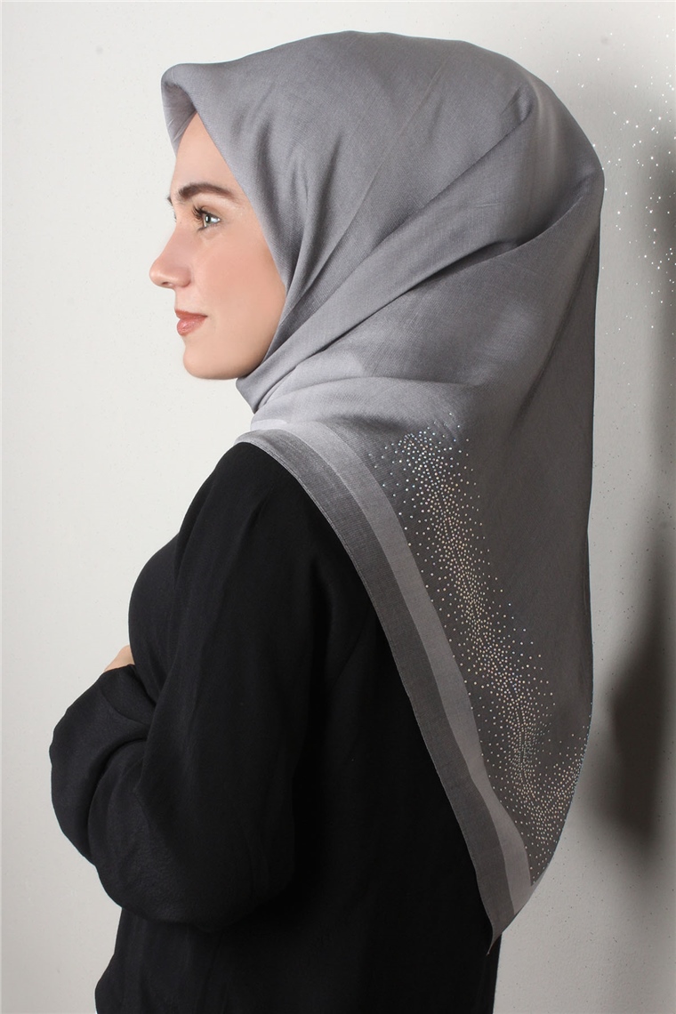 Taşlı Exclusive Eşarp 6000-14 Gümüş