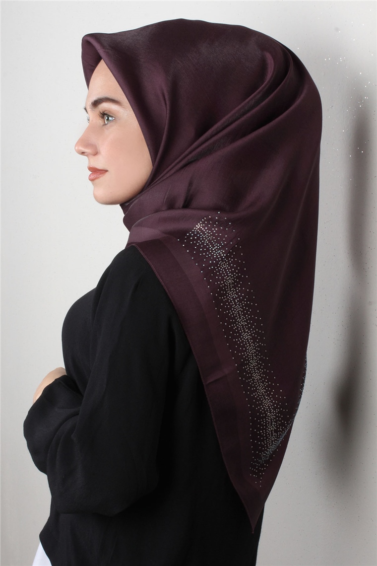 Taşlı Exclusive Eşarp 6000-15 Mürdüm