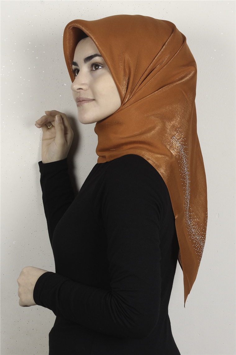 Taşlı Exclusive Eşarp 6000-17 Turuncu