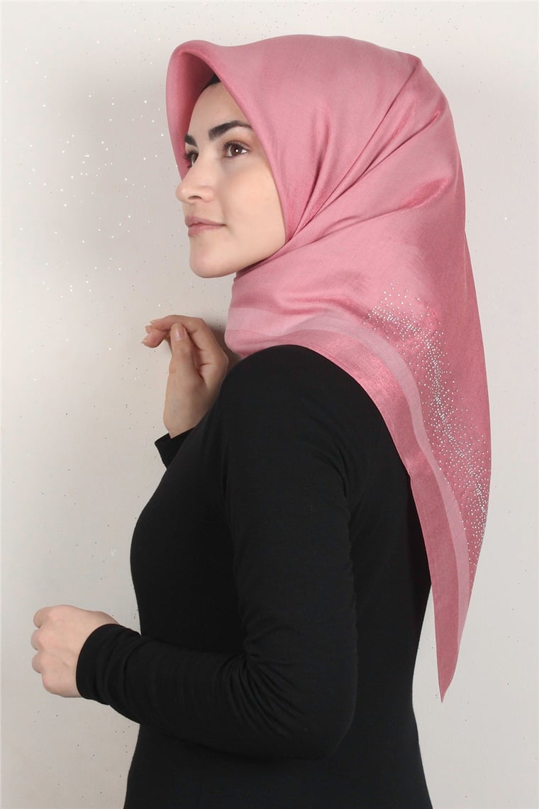 Taşlı Exclusive Eşarp 6000-19 Pembe