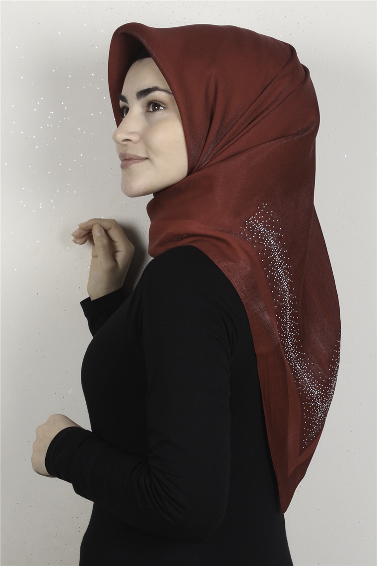 Taşlı Exclusive Eşarp 6000-21 Bordo