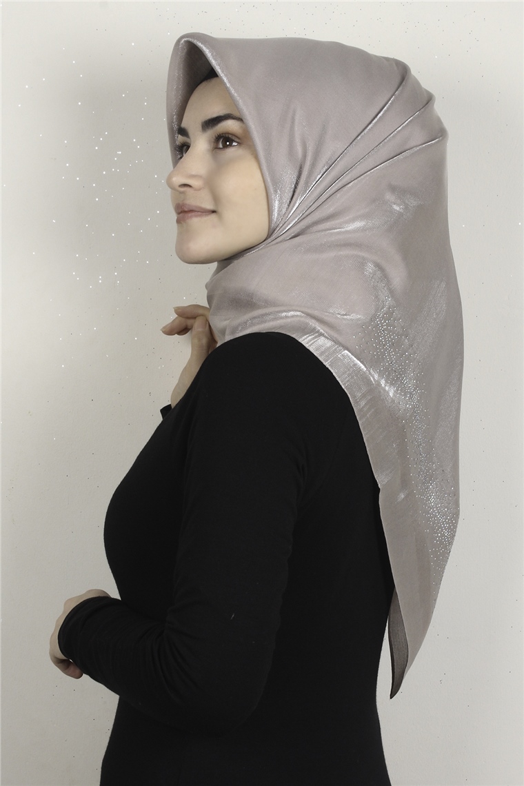Taşlı Exclusive Eşarp 6000-26 Boz Kahve