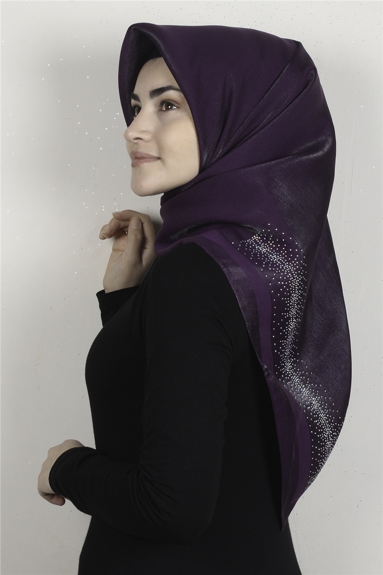 Taşlı Exclusive Eşarp 6000-29 Mor