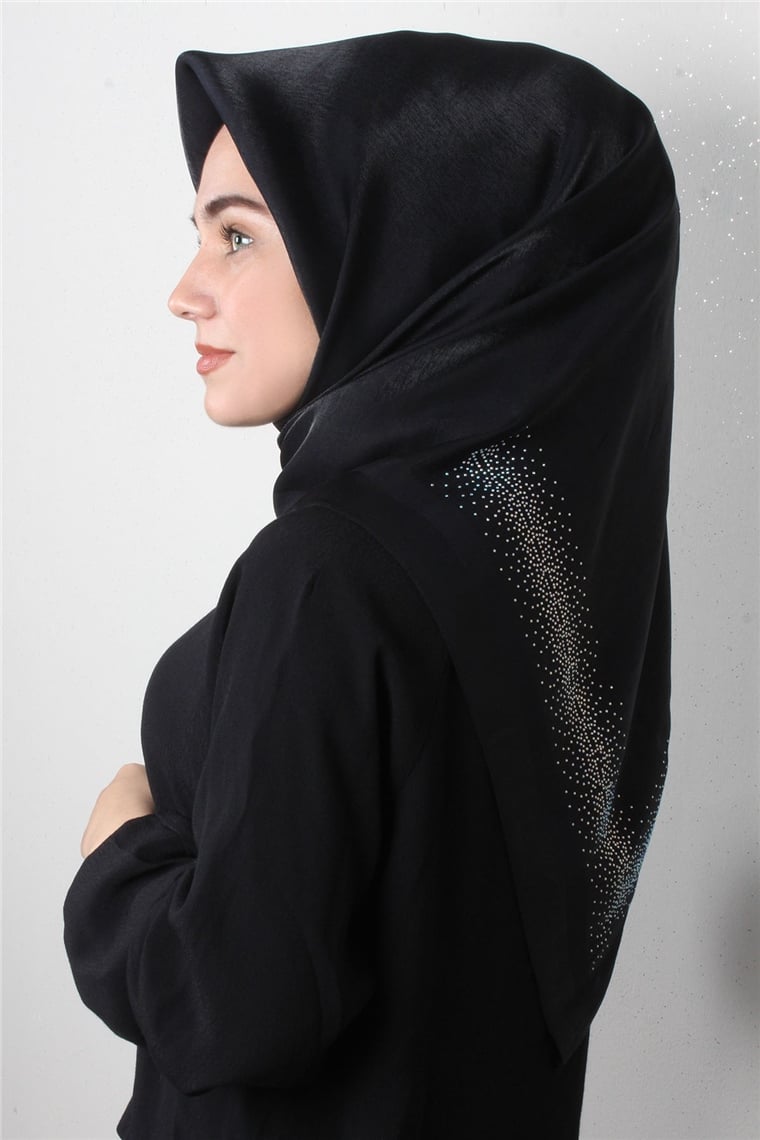 Taşlı Exclusive Eşarp 6000-9 Siyah