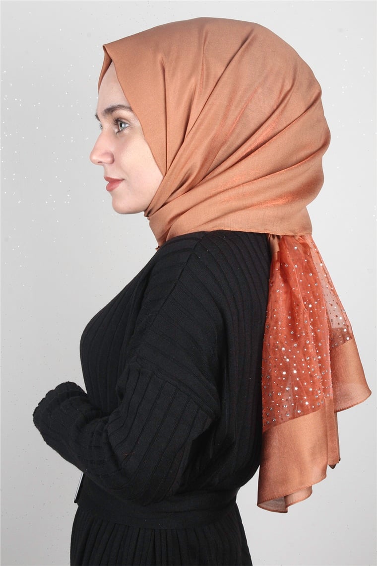 Taşlı Exclusive Şal 1606-13 Kiremit