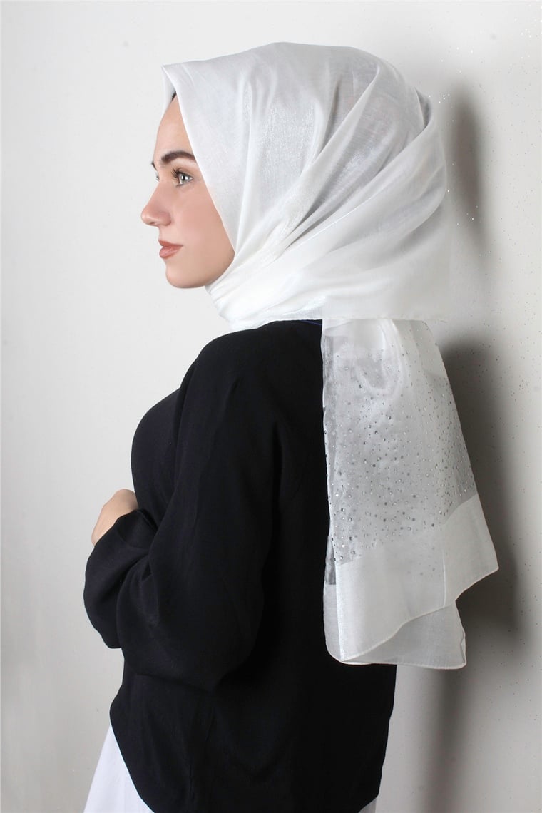Taşlı Exclusive Şal 1606-2 Krem 