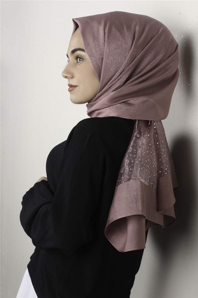 Taşlı Exclusive Şal 1606-5 Gül Kurusu