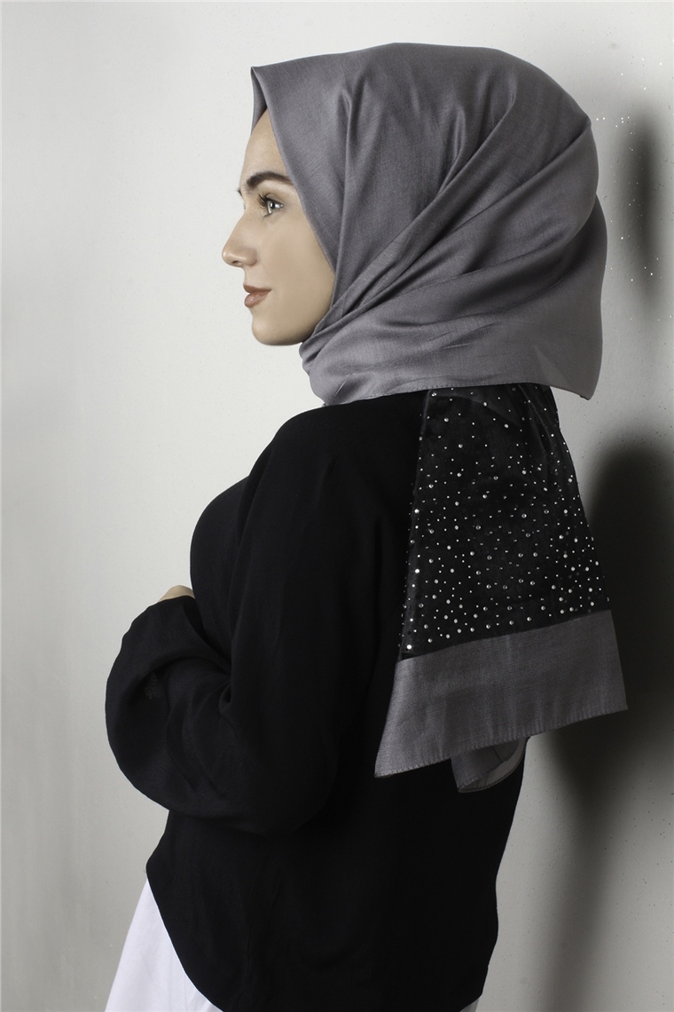 Taşlı Exclusive Şal 1606-7 Gümüş