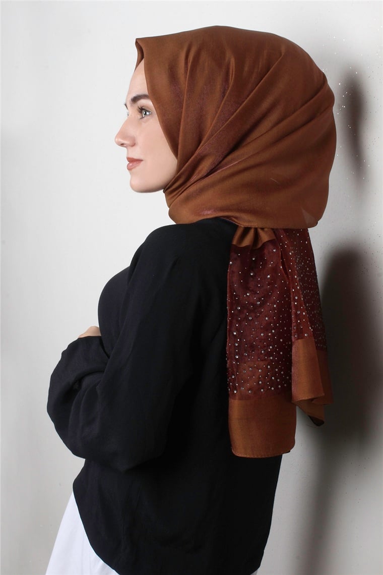 Taşlı Exclusive Şal 1606-8 Bakır