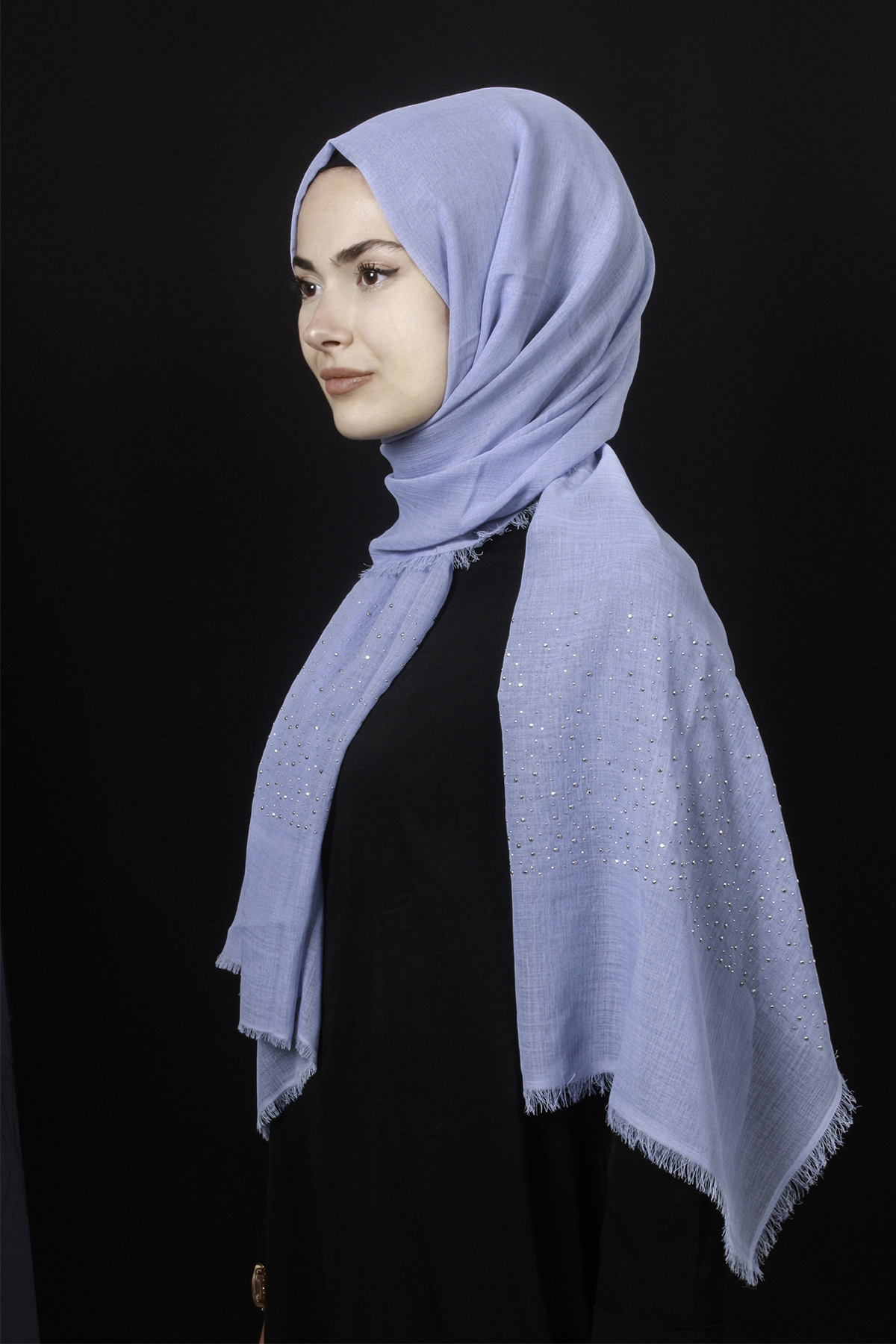 Taşlı Haiti Şal 2801-10 Bebe Mavisi