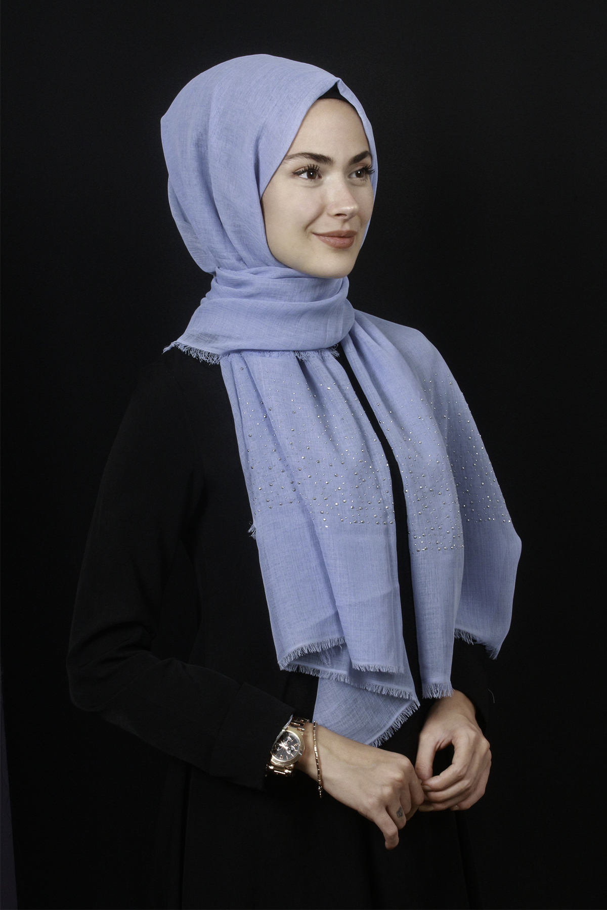 Taşlı Haiti Şal 2801-10 Bebe Mavisi