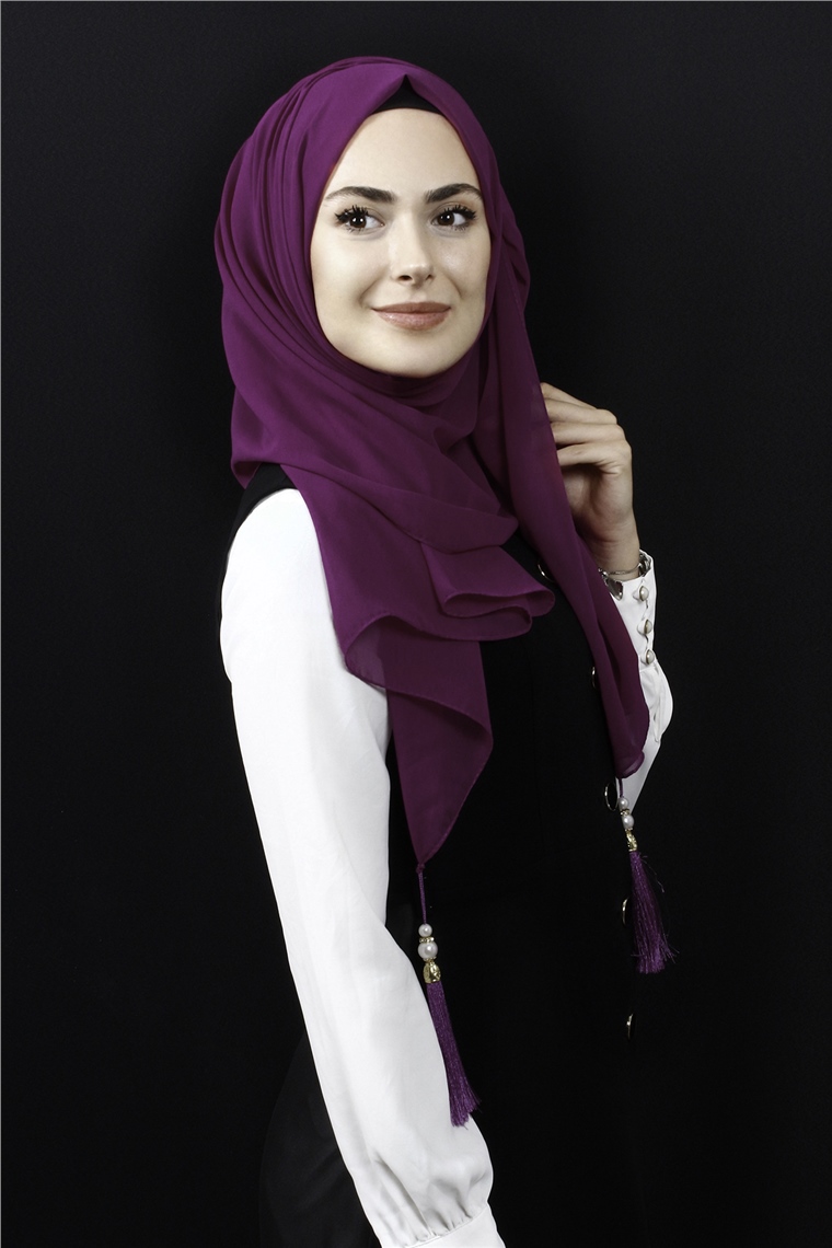 Tesettür Püsküllü Şal 1241-2