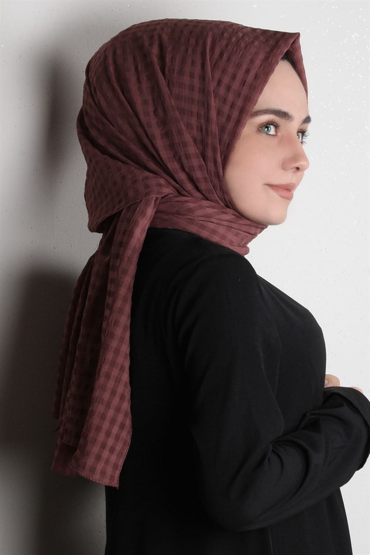 Trend Kare Desen Şal 1437-10 Gül Kurusu