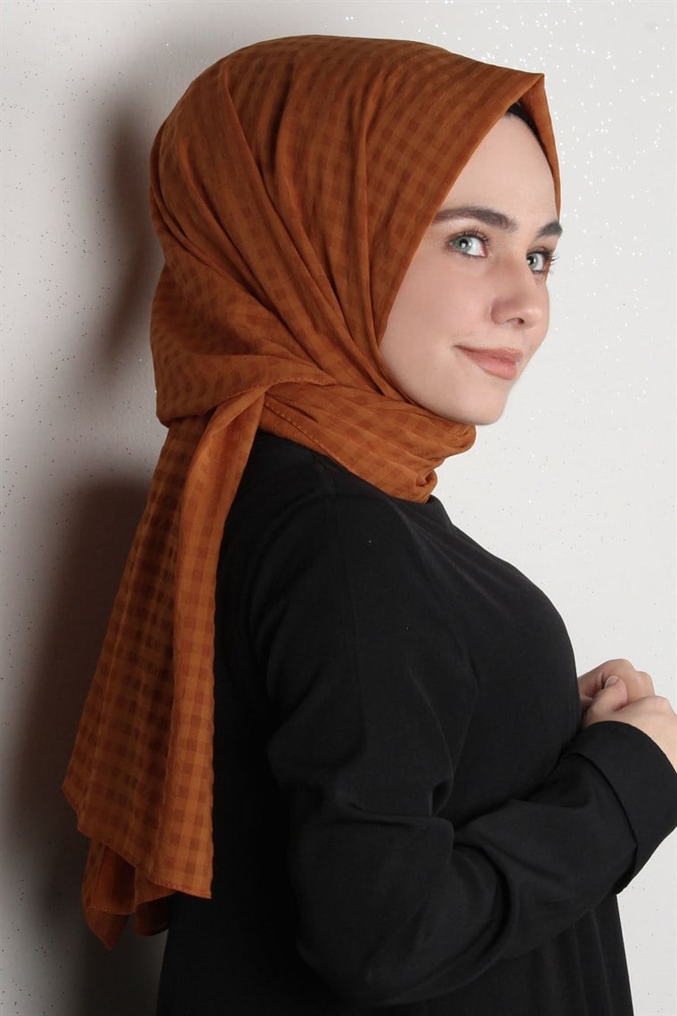 Trend Kare Desen Şal 1437-12 Turuncu
