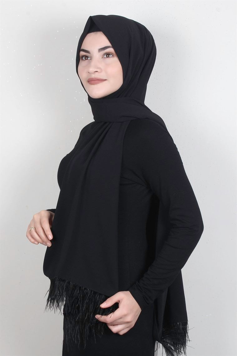 Tüylü Şal 1479-13 Siyah