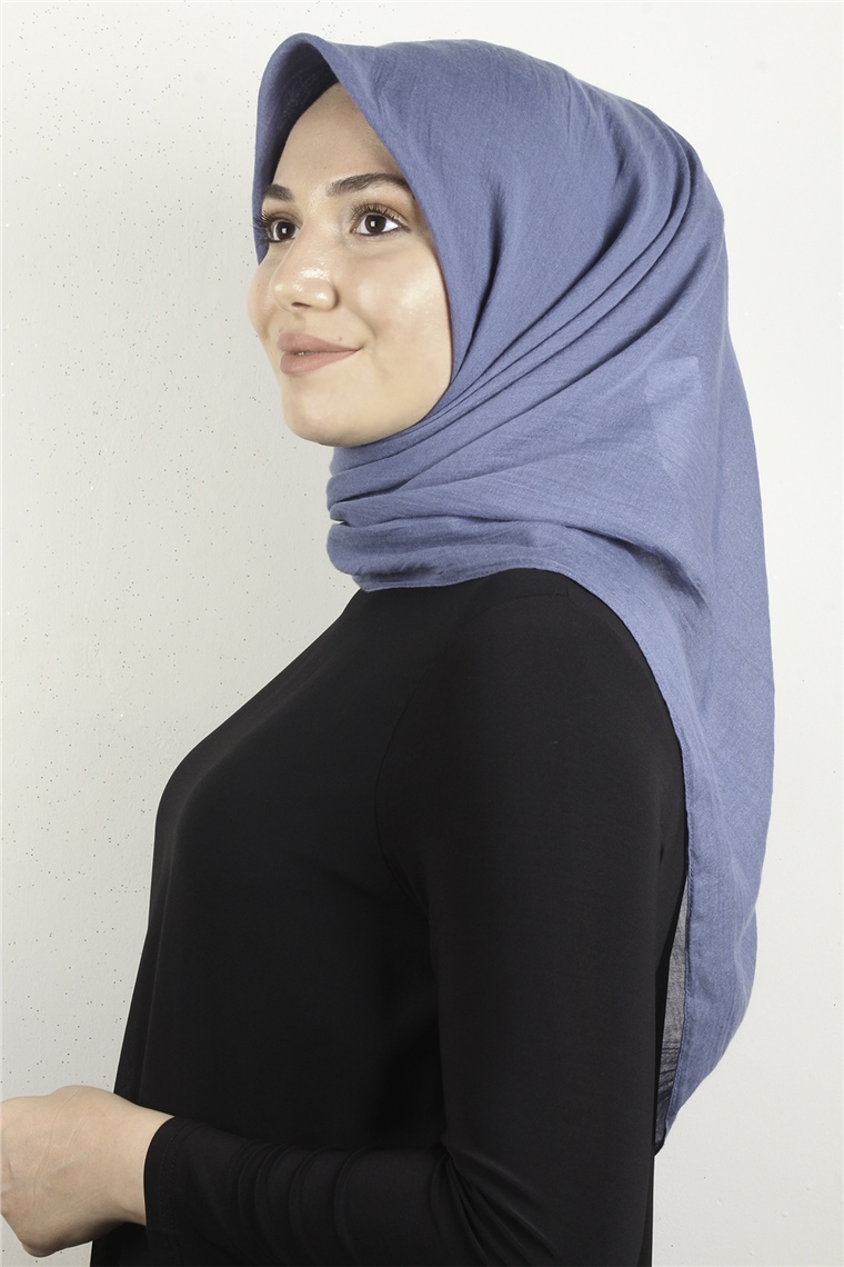 Yonca Pamuk Caz Eşarp 4652-7 İndigo