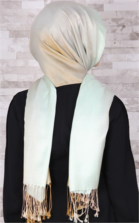 500-0010-01 ÇİFT YÖNLÜ İPEKSİ ŞAL SU YEŞİLİ