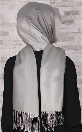 500-0010-19 ÇİFT YÖNLÜ İPEKSİ ŞAL GRİ VİZON