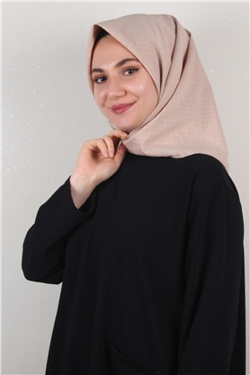 %100 Coton Eşarp 8082-6 Koyu Bej